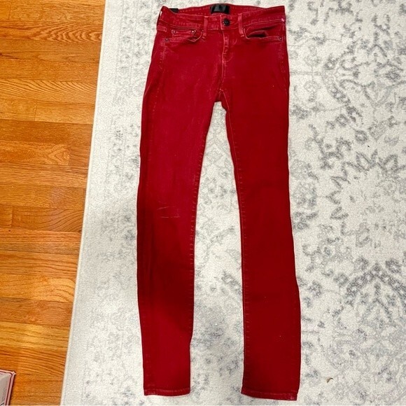 Vince Brick Red Skinny Jeans Size 25 - Picture 6 of 15